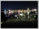 The view from our balcony on the first night. See the lagoon and the world showcase fireworks at night